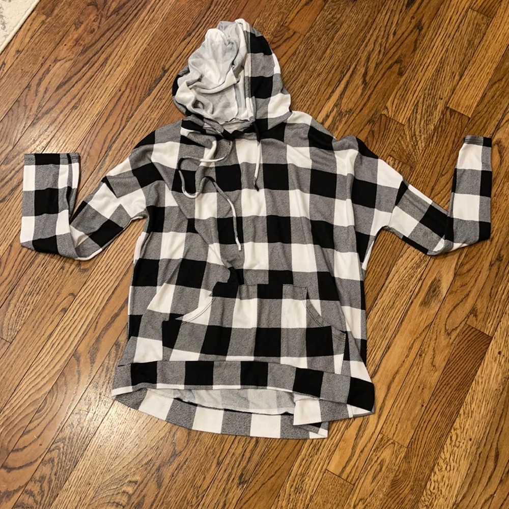 High low Buffalo check hoodie